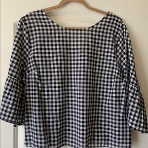 Black and white checker peasant top